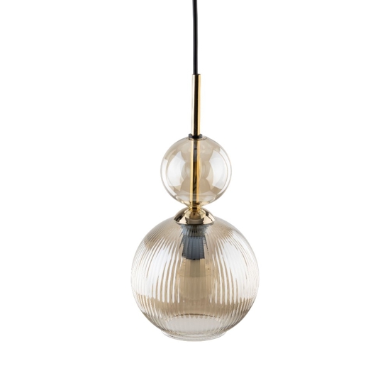 lampada a sospensione sfera di vetro ambra per camera da letto